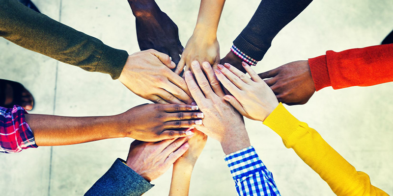 all hands in a huddle