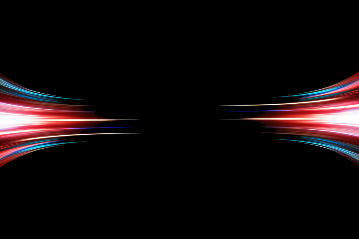 Black background with white, red and blue rays of light