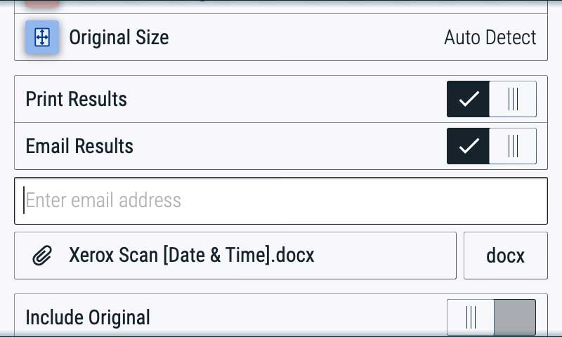 Xerox Summarizer App user interface - choose your output