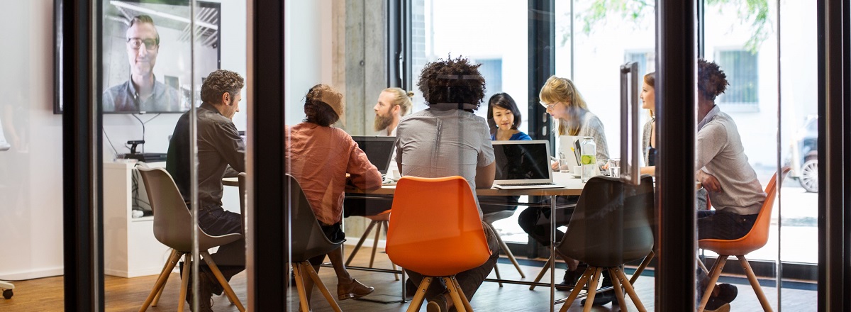 Business meeting with teleconference