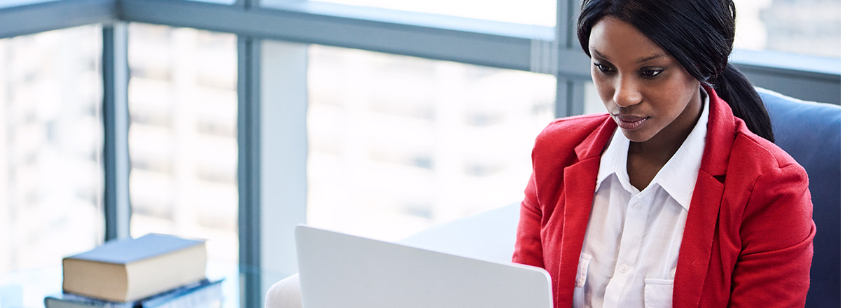 woman at laptop flipped
